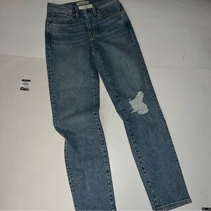 Madewell The Girl Jean W 23 Blue Straight Leg Jeans with Distressed